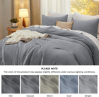Bedsure King Comforter Set Prewashed Soft Bedding Set 3Pcs Grey 104"x90"