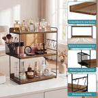 3-Tier Bathroom Counter Organizer and Storage with Basket, Brown