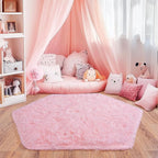 4x4.6 Feet Pink Hexagon Rugs for Princess Tent, Ultra Soft Fluffy Hexagon Area by Quntue
