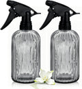 Glass Handheld Spray Bottle, 13.5oz Refillable Plant Mister Bottle 2 Pack, Water Spray Bottle with Adjustable Mist Nozzle for Outdoor Gardening, Indoor Flowers, Cleaning, Hair & Pets Care (Grey)