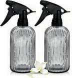 Glass Handheld Spray Bottle, 13.5oz Refillable Plant Mister Bottle 2 Pack, Water Spray Bottle with Adjustable Mist Nozzle for Outdoor Gardening, Indoor Flowers, Cleaning, Hair & Pets Care (Grey)