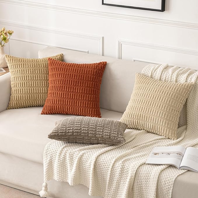 MIULEE Pack of 2 Corduroy Decorative Throw Pillow Covers 16x16 Inch Soft Boho - Image 4