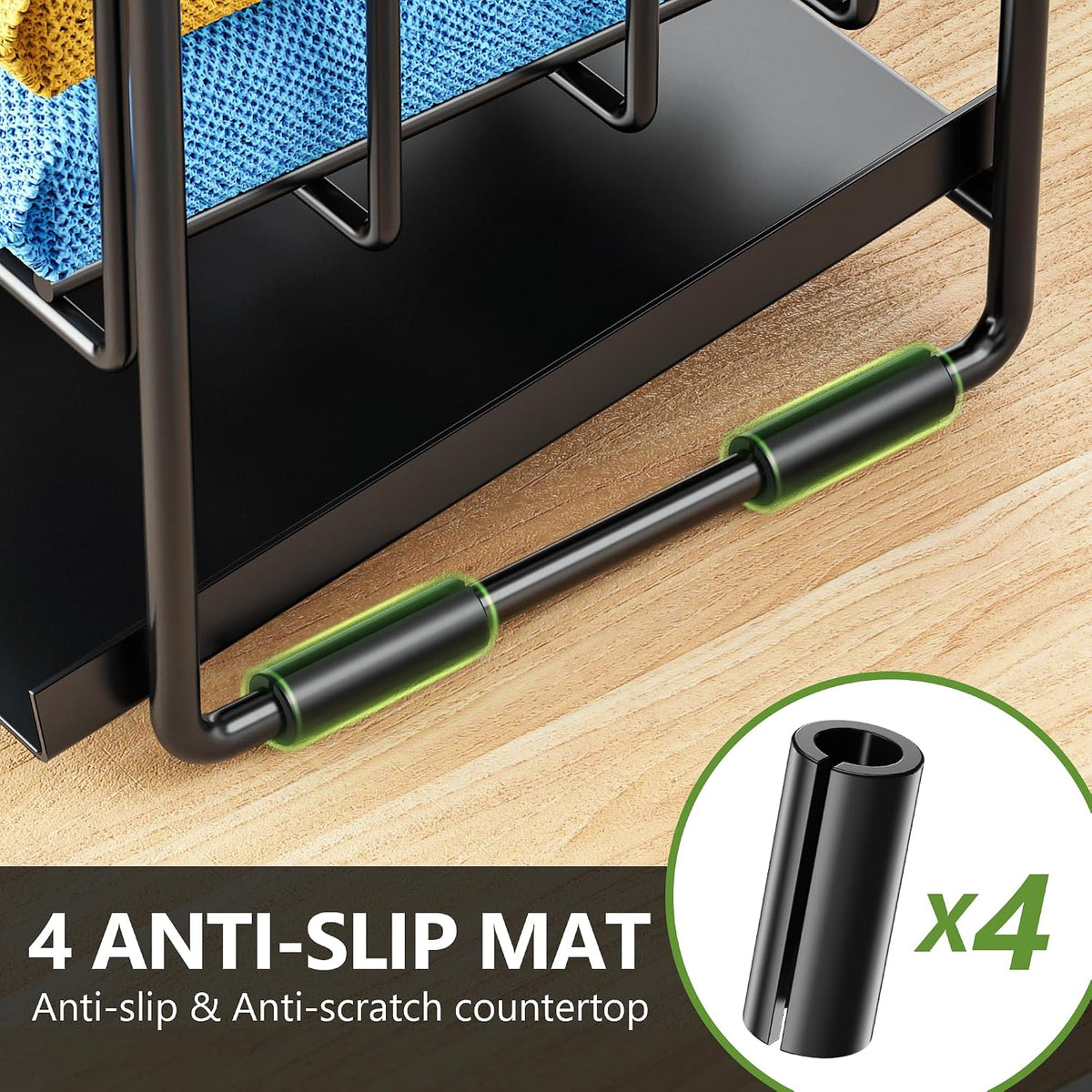 2-Tier Kitchen Sink Caddy Organzier Rack with Dish Brush Sponge Holder