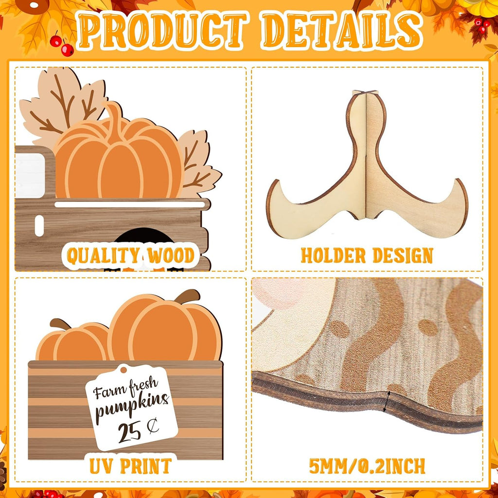 Maitys 21 Pcs Fall Tiered Tray Decor Set Hello Fall Pumpkin Gnome Truck Wood Sign Rustic Farmhouse Thanksgiving Wood Bead Decorative Tabletop Sign for Home Autumn Thanksgiving Harvest Table Shelf