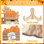 Maitys 21 Pcs Fall Tiered Tray Decor Set Hello Fall Pumpkin Gnome Truck Wood Sign Rustic Farmhouse Thanksgiving Wood Bead Decorative Tabletop Sign for Home Autumn Thanksgiving Harvest Table Shelf