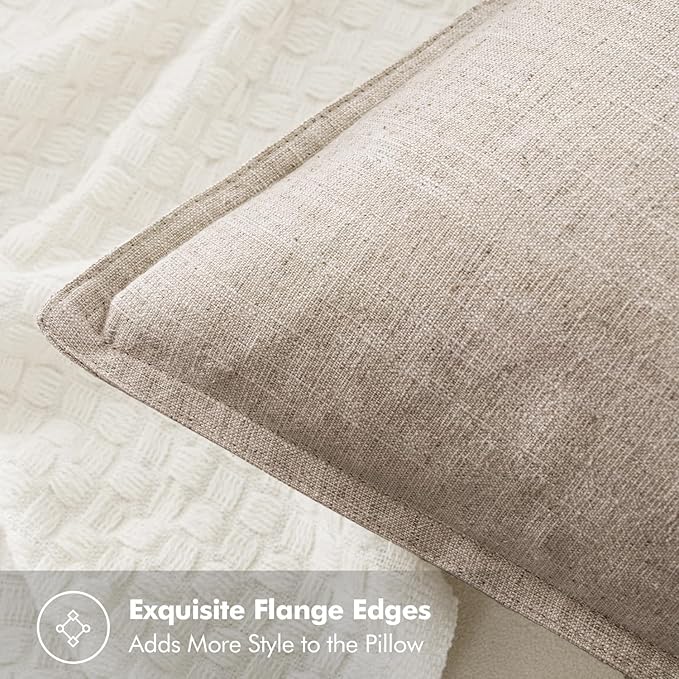 MIULEE Decorative Linen Pillow Covers 18x18 Inch Natural Linen Boho Farmhouse - Image 2