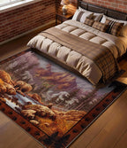 YIHOUSE Rustic Cabin Area Rug for Bedroom 4x6, Machine Washable Forest Bear Rug - Image 3