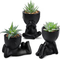Der Rose 3 Pack Fake Plants in Black Pots for Bathroom Living Room Decor
