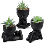 Der Rose 3 Pack Fake Plants in Black Pots for Bathroom Living Room Decor