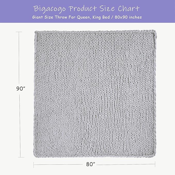 Bigacogo Chunky Knit Throw Blanket - Image 2