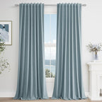 Guken 100% Blackout Linen Curtains 90 Inch Length 2 Panels Set by Guken