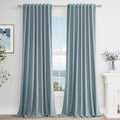 Guken Blue 100% Blackout Linen Curtains 100 Inch Length 2 Panels Set by Guken