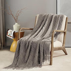 BOURINA Dark Grey Throw Blanket 50 x70 Inches Jacquard Argyle Throw Textured - Image 4