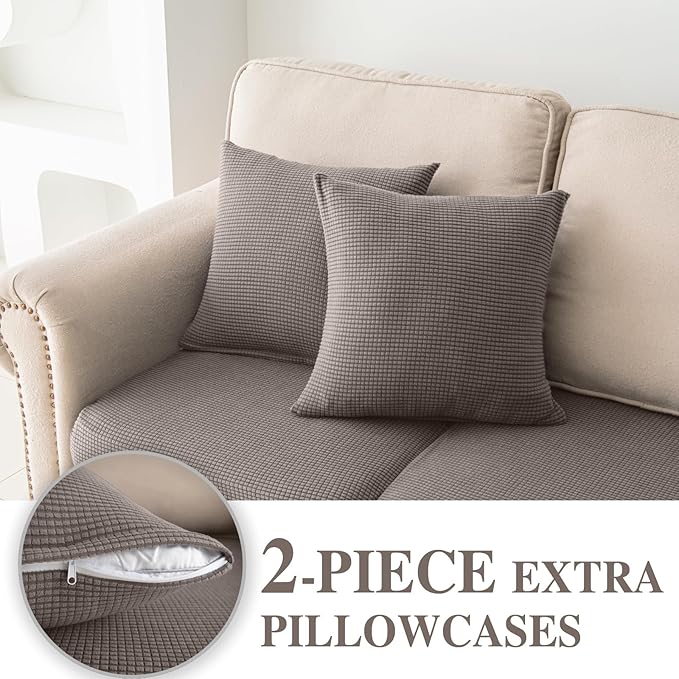 Couch Cushion Covers for Sectional Sofa L Shape Washable Separate Seat Chaise - Image 3