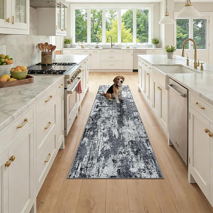 Washable Area Rugs 2x7 Non-Slip Modern Abstract Soft by RELEANY
