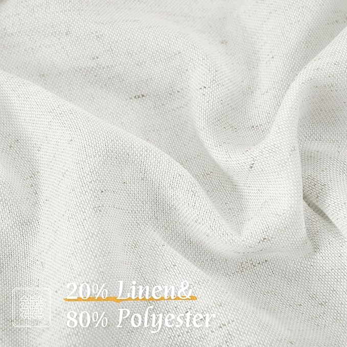 LAMIT Ivory White Linen Curtains 72 inches Long - Image 2