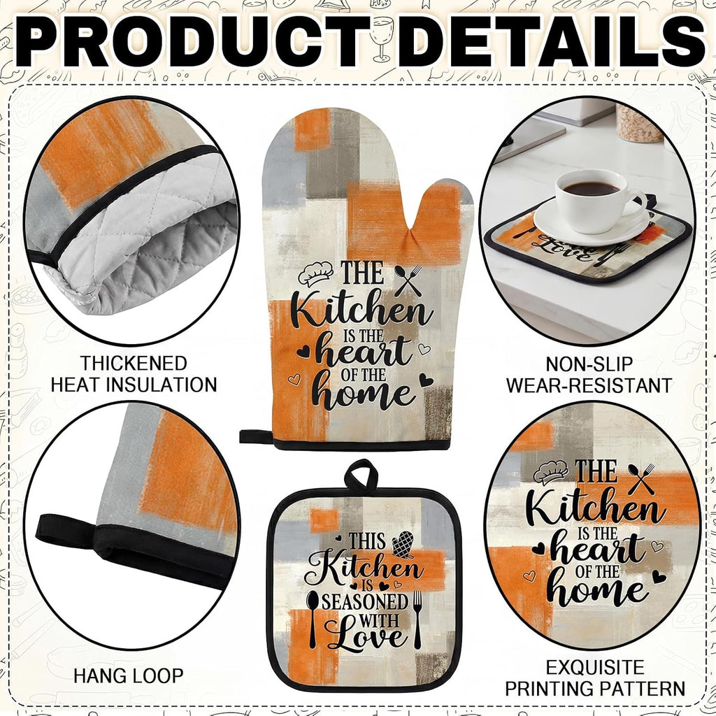 Kitchen Decor and Accessories Set of 10, Orange Beige