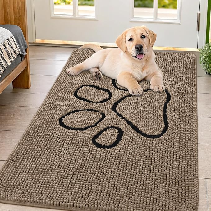 Smiry Dog Door Mat for Muddy Paws, Absorbent Dirt Trapper Non Slip Quick Dry by Smiry