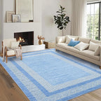 GarveeHome 8x10 Large Washable Area Rug Modern Bordered Distressed Geometric - Image 2