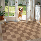 Lahome Colette Checkered Easy Jute Entryway Rug, Washable Rugs 3x5 - Image 7