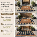 Lahome Checkered Easy Jute 3x5 Entryway Front Porch Rug, Black Diamond Indoor Outdoor Patio Layering Rug, Washable Farmhouse Neutral Non Slip Non Shedding Door Carpet for Backyard Blacony