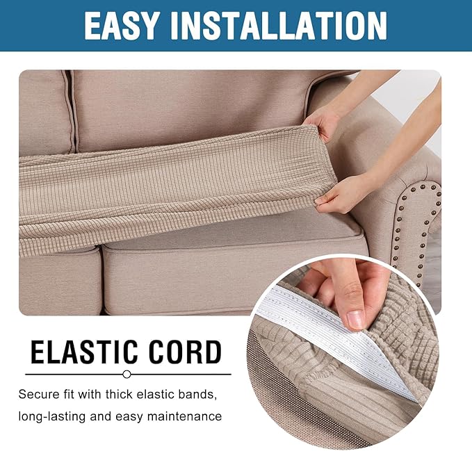 H.VERSAILTEX Super Stretch Individual Seat Cushion Covers Sofa Covers Couch - Image 5