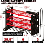 Cordless Power Tool Organizer Wall Mount, 6 Drill Holders, Red