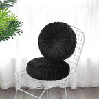 HIG Set of 2 Decorative Round Pleated Throw Pillows, Classy Accent Pumpkin - Image 7