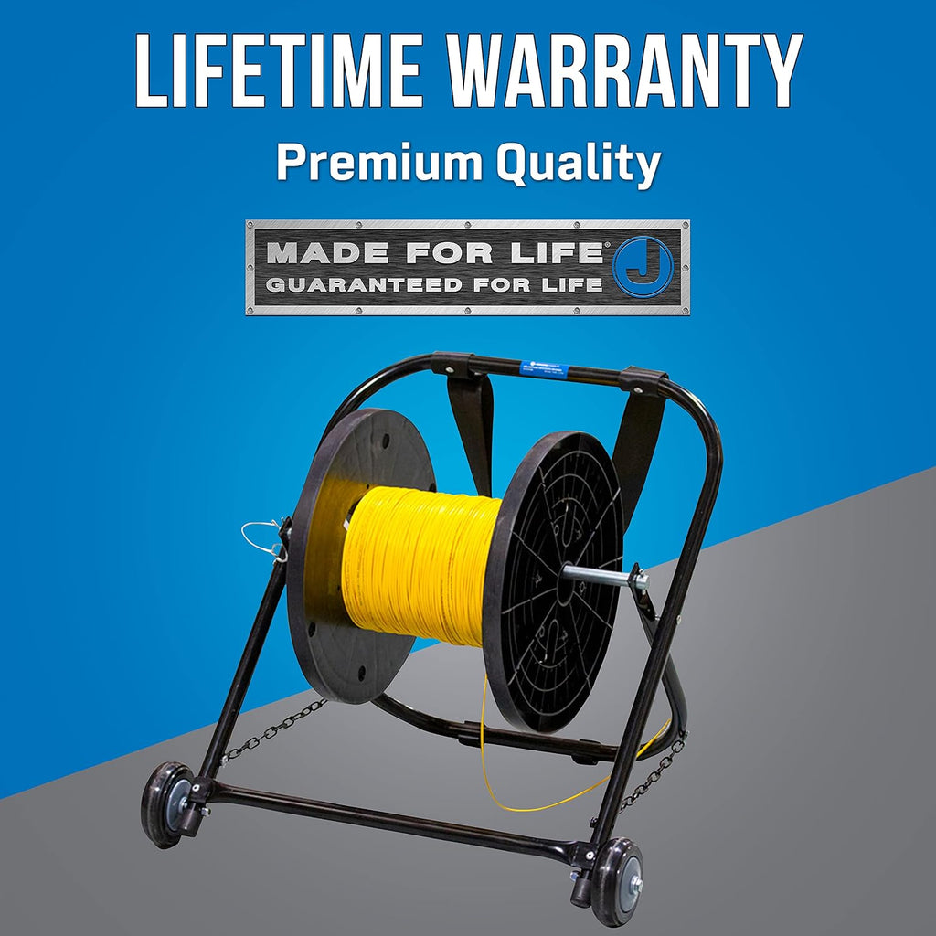 Jonard Tools CC-2721WS High Durability Steel Cable Caddy with Wheels and Pull Strap, Holds Cable Reels Up to 20” Diameter and 100 lbs Capacity,Black