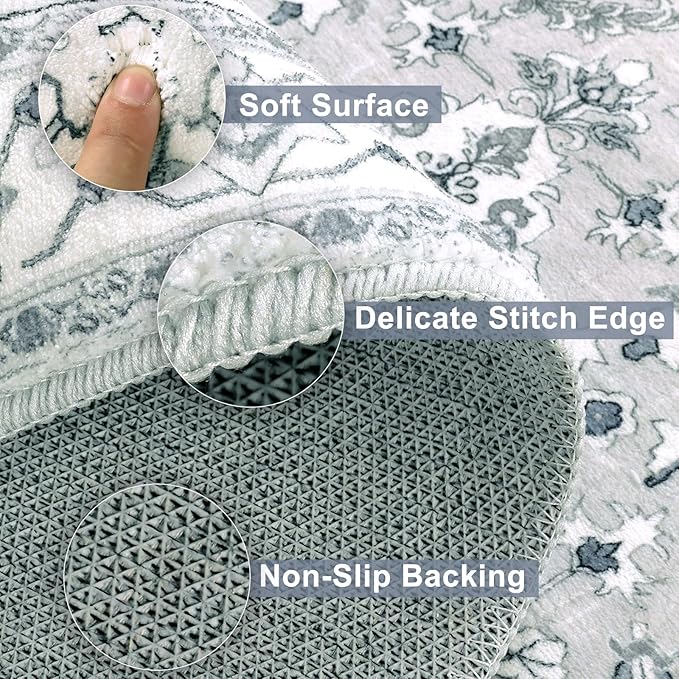 Yamaziot Washable Runner Rug, 2x8 Non-Slip Boho Vintage Hallway Rug - Image 3