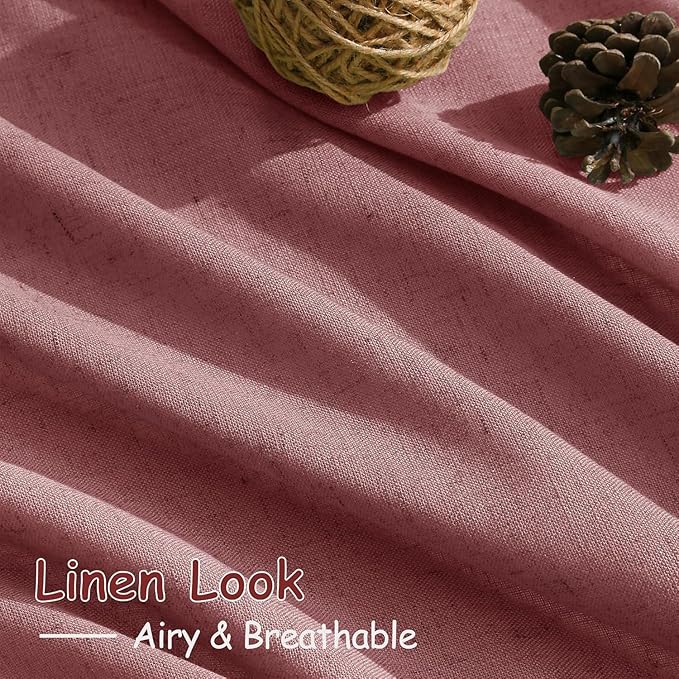Canyon Rose Linen Curtains for Living Room 98 Inches Long Light Filtering Semi - Image 4