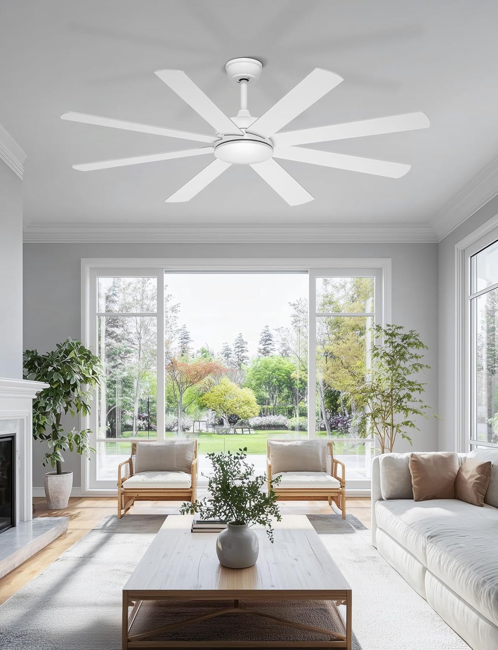 60'' White Ceiling Fan Without Lights for Indoor/Covered Outdoor