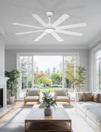 60'' White Ceiling Fan Without Lights for Indoor/Covered Outdoor