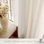 Faux Linen Beige Curtains 132 inches Long - Image 3