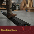 Pyle Durable Cable Protection Ramp Cover - Supports 11000lbs Single Channel Heavy Duty Hose and Cord Track Floor Protection, 39.4” x 5.11” x 0.78” Cable Concealer for Indoor Outdoor Use