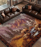 YIHOUSE Rustic Cabin Area Rug for Bedroom 4x6, Machine Washable Forest Bear Rug - Image 8