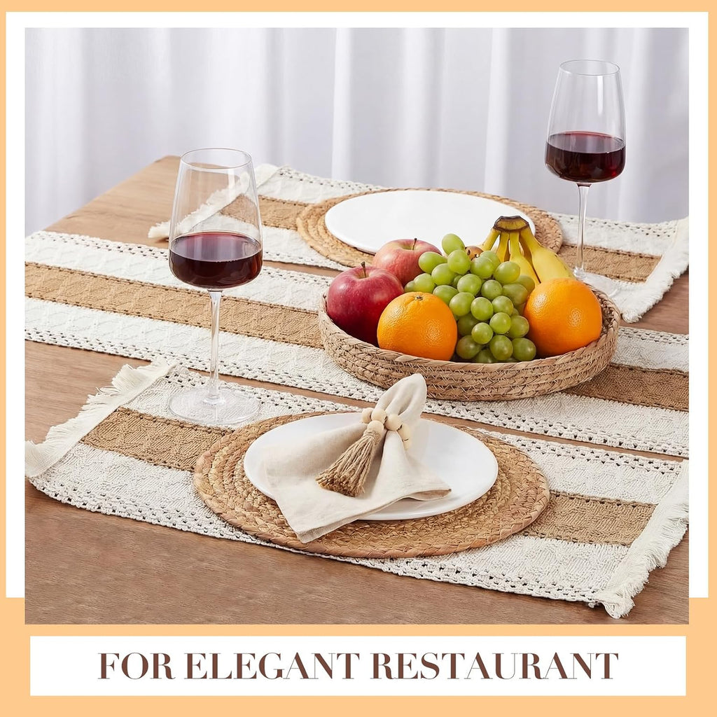 Boho Kitchen Decor Table Runner and Placemats Set, 6 Sets, 12x72