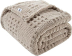 50x70 Inch Waffle Brown Throw Blanket -Fluffy Fleece, Neutral Tan Color by Unknown
