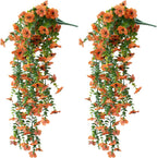 Artificial Hanging Flowers for Outdoors, 2 Pcs UV Resistant Artificial Outdoor Flowers, Not-Fading Fake Hanging Plant for Outdoor Planters for Home Garden Porch Yard Decor