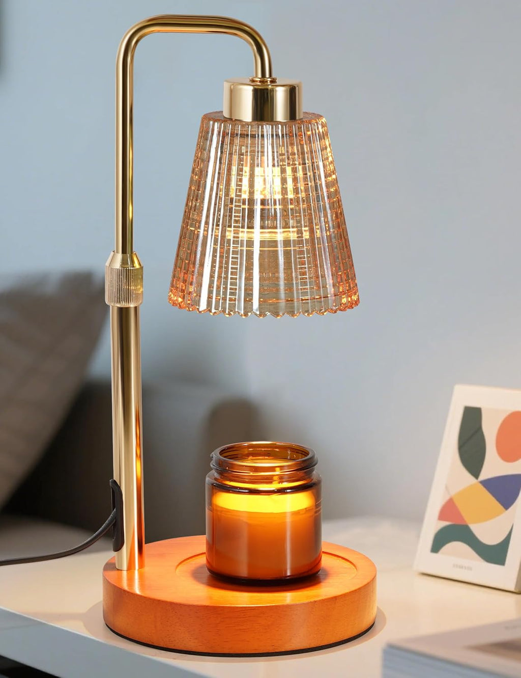 Marble Candle Warmer Lamp White with Cycle Timer, Dimmable Wax Melt Warmer