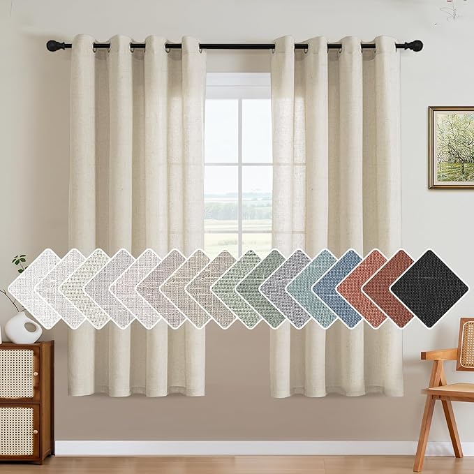 H.VERSAILTEX Living Room Linen Curtains Home Decorative Nickel Grommet Curtains by HVERSAILTEX