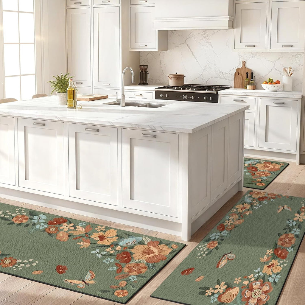 Kitchen Rugs Set of 3, Washable Non-Slip Kitchen Mats for Floor with Rubber Backing