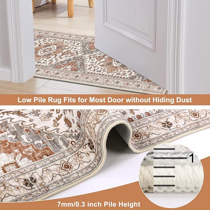 Yamaziot Washable Runner Rug, 2x8 Non-Slip Boho Vintage Hallway Rug Runner - Image 4