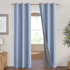 NICETOWN Stone Blue Vintage Linen 100% Blackout Curtains - Image 2