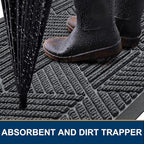 Smiry Front Door Mat Outside Entrance, Heavy Duty Sturdy Natural Rubber Doormat - Image 3