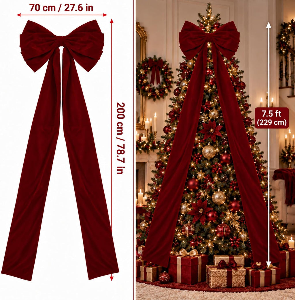Knitgrip 1 Pack Extra Large Christmas Bow 27 x 78 Inch Burgundy Velvet