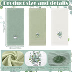 3 Pcs Eucalyptus Leaves Hand Towels for Bathroom Kitchen Decor