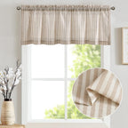 jinchan Linen Boxter Stripe Valances for Window 50 x 16 inch, Tan,1 Panel