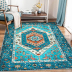 SERISSA Boho Area Rug 5x7 Blue, Washable Rugs - Image 5