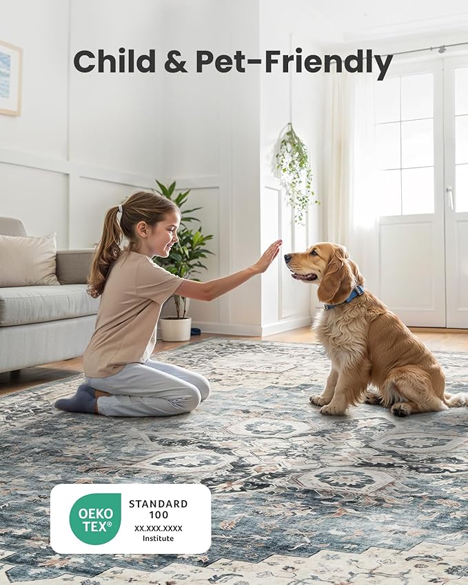 AMADA HOMEFURNISHING 2x3 Washable Area Rug, Low-Profile Entryway Rug - Image 2